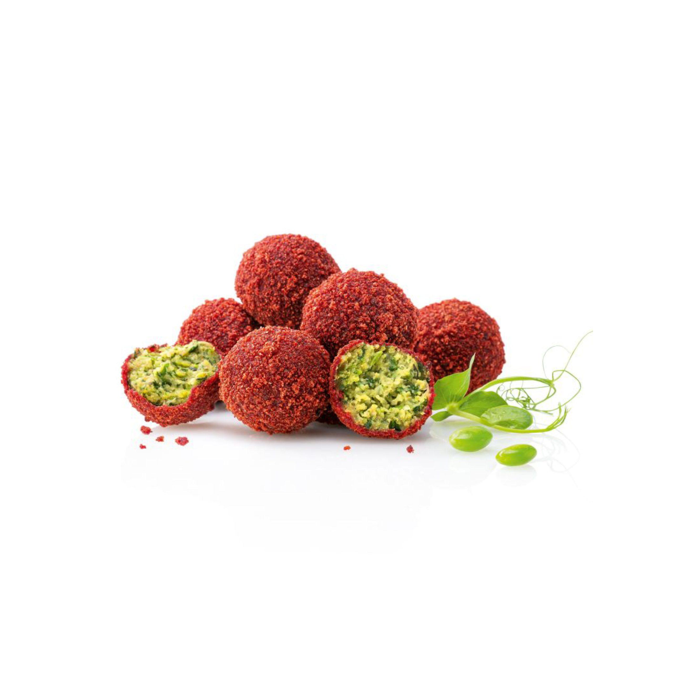 Falafel di colore rosso con ripieno di erbe