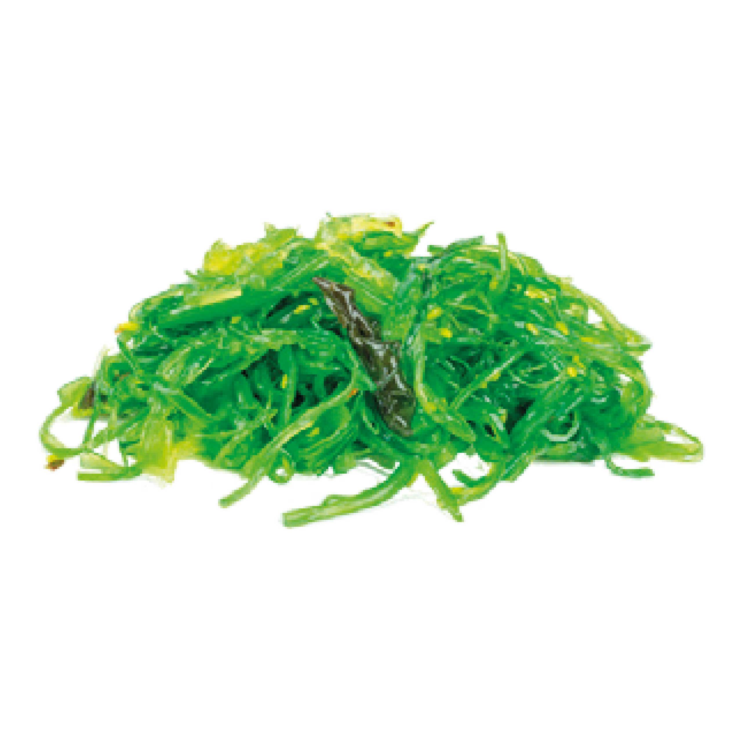 foto a sfondo bianco con l'insalata di wakame