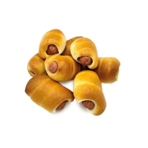 foto a sfondo bianco con mini hot dog